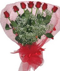 7 adet kipkirmizi gülden görsel buket  Nevşehir online çiçek gönderme sipariş 
