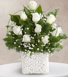 9 beyaz gül vazosu  Nevşehir güvenli kaliteli hızlı çiçek 