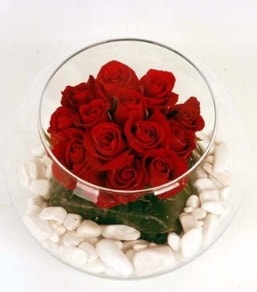 Cam fanusta 11 adet kırmızı gül  Nevşehir çiçek mağazası , çiçekçi adresleri 